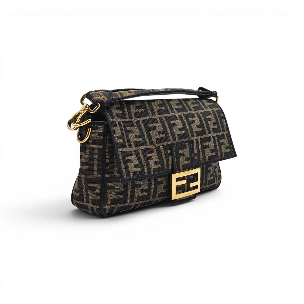 Fendi Baguette Brown FF Jacquard Shoulder Bag Gold FF Clasp - Preowned - Picture 3 of 16